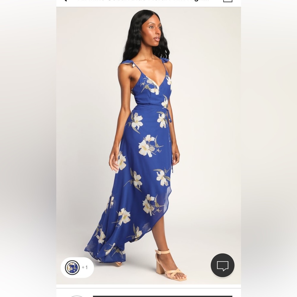 High low blue floral dress